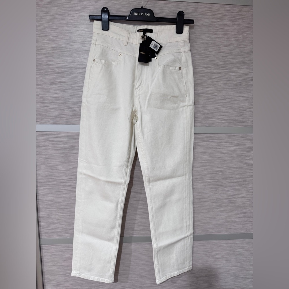 NWT MAJE Cotton Pants In Ecru Sz. 36